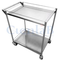 Carrinho de Inox Com Varanda – 2 Prateleiras - 600 x 400 x 850mm