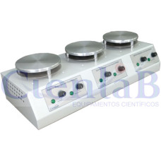 Bateria de Agitador Magnético com Aquecimento, 3 Provas (10 litros cada)