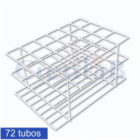Estante Para Tubo de Ensaio em Arame com PVC -  72 tubos