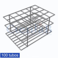 Estante Para Tubo de Ensaio em Arame de Aço Inox - 100 tubos