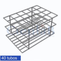 Estante Para Tubo de Ensaio em Arame de Aço Inox -  40 tubos