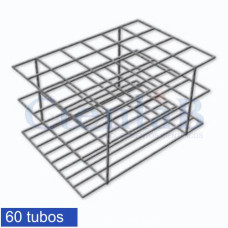 Estante Para Tubo de Ensaio em Arame de Aço Inox - 60 tubos Estante Para Tubo de Ensaio em Arame de Aço Inox - 60 tubos