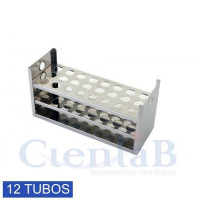 Estante Para Tubo de Ensaio em Chapa de Inox - 12 tubos Estante Para Tubo de Ensaio em Chapa de Inox - 12 tubos
