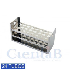 Estante Para Tubo de Ensaio em Chapa de Inox - 24 tubos Estante Para Tubo de Ensaio em Chapa de Inox - 24 tubos