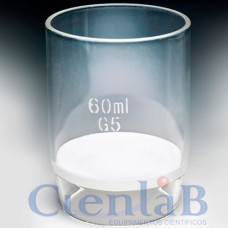 Cadinho de vidro com placa porosa Nr.01 grossa, capacidade 30ml (Cadinho de Gooch)