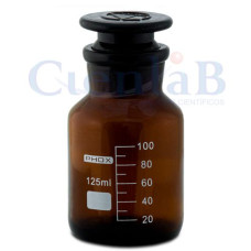 Frasco Reagente Vidro Graduado Âmbar Boca Larga e Rolha de Vidro  500ml