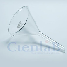 Funil analítico liso com haste curta - Ângulo 60° - Borossilicato, Ø50mm Funil analítico liso com haste curta - Ângulo 60° - Borossilicato, Ø50mm