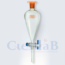 Funil de separação - Pêra - Torneira e rolha Teflon, 125ml Funil de separação - Pêra - Torneira e rolha Teflon, 125ml