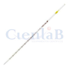 Pipeta Sorológica mohr graduada esgotamento parcial divisão 1/1000. Capacidade  0,1ml