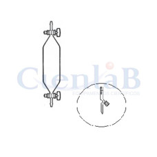 Ampola p/amostra gás c/torneira de rosca Flow,  125 ml