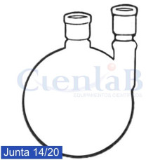 Balão fundo redondo com 2 juntas 14/20 Paralelas. Capacidade 10 mL Balão fundo redondo com 2 juntas 14/20 Paralelas. Capacidade 10 mL