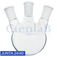 Balão fundo redondo com 3 juntas 24/40 ( 1 central e 2 laterais angulares ). Capacidade 100ml Balão fundo redondo com 3 juntas 24/40 ( 1 central e 2 laterais angulares ). Capacidade 100ml