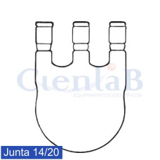 Balão Fundo Redondo com 3 juntas 14/20 Paralelas. Capacidade 25 mL Balão Fundo Redondo com 3 juntas 14/20 Paralelas. Capacidade 25 mL