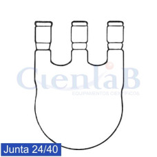 Balão Fundo Redondo com 3 juntas 24/40 Paralelas. Capacidade 100 mL Balão Fundo Redondo com 3 juntas 24/40 Paralelas. Capacidade 100 mL