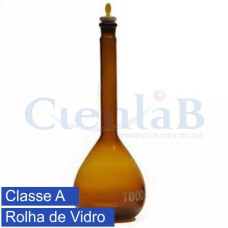 Balão volumétrico com rolha de vidro ÂMBAR CLASSE A Capacidade 1000ml Balão volumétrico com rolha de vidro ÂMBAR CLASSE A Capacidade 1000ml