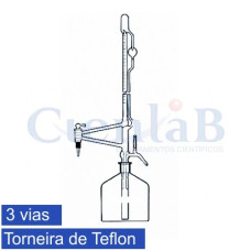 Bureta automática torneira de teflon três vias incolor e frasco de 1 LT, 5ml Bureta automática torneira de teflon três vias incolor e frasco de 1 LT, 5ml