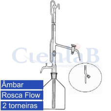 Bureta automática com 2 torneiras rosca flow e frasco de 1 LT  ambar,   5ml