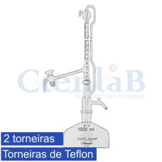 Bureta automática com 2 torneiras de teflon e frasco de 1 LT incolor, 5ml Bureta automática com 2 torneiras de teflon e frasco de 1 LT incolor, 5ml