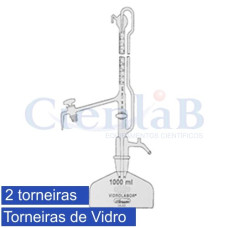 Bureta automática com 2 torneiras de vidro e frasco de 1 LT incolor, 5ml Bureta automática com 2 torneiras de vidro e frasco de 1 LT incolor, 5ml