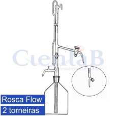 Bureta automática com 2 torneiras rosca-flow e frasco de 1 LT incolor, 5ml Bureta automática com 2 torneiras rosca-flow e frasco de 1 LT incolor, 5ml