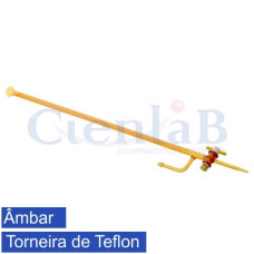 Bureta graduada com torneira teflon e saida lateral ambar, capacidade 100ml Bureta graduada com torneira teflon e saida lateral ambar, capacidade 100ml