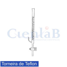 Bureta graduada com torneira teflon e saida lateral incolor, capacidade 5ml Bureta graduada com torneira teflon e saida lateral incolor, capacidade 5ml