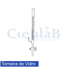 Bureta graduada com torneira de vidro e saida lateral incolor, capacidade 5ml Bureta graduada com torneira de vidro e saida lateral incolor, capacidade 5ml
