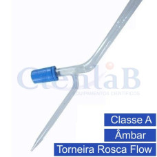 Bureta graduada c/ torneira rosca flow Âmbar CLASSE A, capacidade 5ml Bureta graduada c/ torneira rosca flow Âmbar CLASSE A, capacidade 5ml