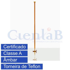 Bureta graduada com torneira TEFLON ÂMBAR CLASSE A CERTIFICADO RASTREAVEL, capacidade 5ml Bureta graduada com torneira TEFLON ÂMBAR CLASSE A CERTIFICADO RASTREAVEL, capacidade 5ml