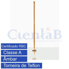 Bureta Graduada Divisão 1/20 com Torneira de Teflon Âmbar CLASSE A com Certificado de Calibração em 3 Pontos RBC - Capacidade 5ml Bureta Graduada Divisão 1/20 com Torneira de Teflon Âmbar CLASSE A com Certificado de Calibração em 3 Pontos RBC - Capacidade 5ml