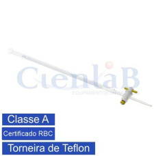 Bureta Graduada Divisão 1/20 com Torneira de Teflon Incolor CLASSE A com Certificado de Calibração em 3 Pontos RBC - Capacidade 5ml Bureta Graduada Divisão 1/20 com Torneira de Teflon Incolor CLASSE A com Certificado de Calibração em 3 Pontos RBC - Capacidade 5ml