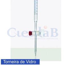 Bureta graduada com torneira de vidro incolor, capacidade 5ml Bureta graduada com torneira de vidro incolor, capacidade 5ml