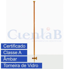 Bureta graduada com torneira VIDRO ÂMBAR CLASSE A CERTIFICADO RASTREAVEL, capacidade 10ml Bureta graduada com torneira VIDRO ÂMBAR CLASSE A CERTIFICADO RASTREAVEL, capacidade 10ml