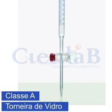Bureta graduada com torneira de vidro incolor CLASSE A, capacidade 5ml Bureta graduada com torneira de vidro incolor CLASSE A, capacidade 5ml