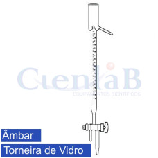 Bureta Semi Automática 3 vias com ponto zero torneira de vidro ambar, 5ml Bureta Semi Automática 3 vias com ponto zero torneira de vidro ambar, 5ml