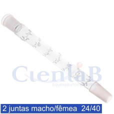 Coluna de Vigreaux com 2 juntas  24/40  macho e femea, tamanho 25 x 300 mm