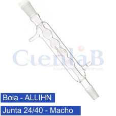 Condensador Allihn tipo bola com 1 junta 24/40  macho, tamanho 150 mm