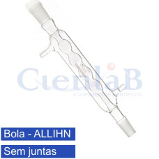Condensador de Allihn tipo bola sem juntas, tamanho 150 mm