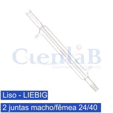 Condensador de Liebig tipo liso com 2 juntas 24/40 macho e fêmea , tamanho 150 mm Condensador de Liebig tipo liso com 2 juntas 24/40 macho e fêmea , tamanho 150 mm