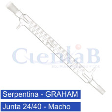 Condensador Graham tipo Serpentina com 1 junta 24/40 macho, tamanho 150 mm Condensador Graham tipo Serpentina com 1 junta 24/40 macho, tamanho 150 mm