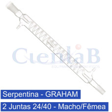 Condensador de Graham tipo Serpentina com 2 juntas 24/40 macho e fêmea, tamanho 150 mm Condensador de Graham tipo Serpentina com 2 juntas 24/40 macho e fêmea, tamanho 150 mm