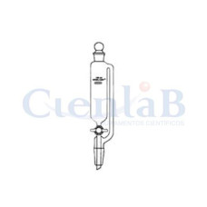 Funil Separação e Adição tipo Cilíndrico graduado com torneira de vidro e junta macho 24/40, capacidade 60 ml Funil Separação e Adição tipo Cilíndrico graduado com torneira de vidro e junta macho 24/40, capacidade 60 ml