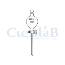 Funil Separação Bola rolha e torneira vidro, capacidade 125ml Funil Separação Bola rolha e torneira vidro, capacidade 125ml