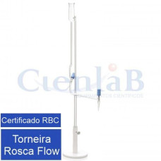 Microbureta de Bang Graduada Divisão      1/100 CLASSE A com Torneira Rosca Flow com Certificado de Calibração em 3 Pontos RBC - Capacidade 1ml