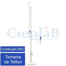 Microbureta de Bang Graduada Divisão 1/100 CLASSE A com Torneira de Teflon com Certificado de Calibração em 3 Pontos RBC - Capacidade 1ml
