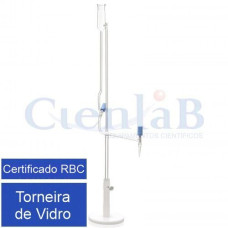 Microbureta de Bang Graduada Divisão 1/100 CLASSE A com Torneira de Vidro com Certificado de Calibração em 3 Pontos RBC - Capacidade 1ml