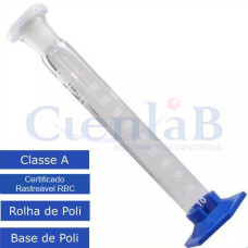 Proveta  de Vidro Graduada Divisão 1/10 Base e Rolha de Poli CLASSE 'A' - Certificado Rastreável - Capacidade 5ml