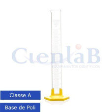 Proveta de Vidro graduada base de poli CLASSE 'A' gravação baixo relevo. Capacidade  500ml